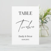 Minimalistisch modern Cute WEDDING TWELVE-tabelnum Bedankkaart (Staand voorkant)