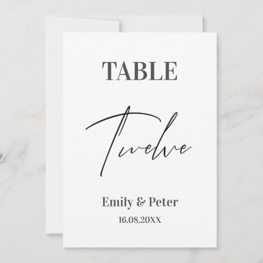 Minimalistisch modern Cute WEDDING TWELVE-tabelnum Bedankkaart (Achterkant)