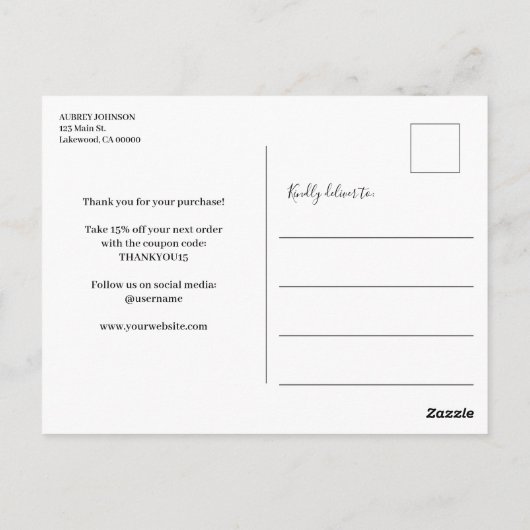 Minimalistisch modern dank u briefkaart (Achterkant)