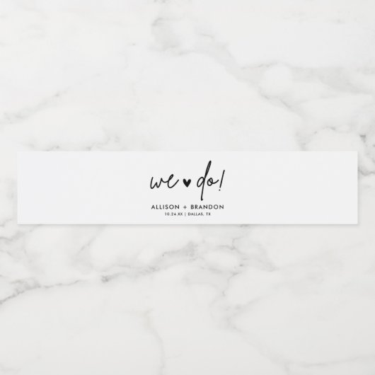 Minimalistisch modern dat we wedden waterfles etiket (Enkel label)