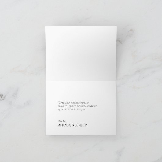 Minimalistisch modern deco-huwelijk bedankkaart (Binnen)