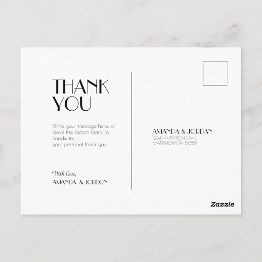 Minimalistisch modern deco-huwelijk bedankt briefkaart (Achterkant)