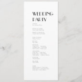 Minimalistisch modern deco-huwelijk programmakaart (Achterkant)