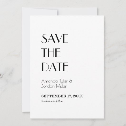 Minimalistisch modern deco-huwelijk save the date (Voorkant)