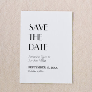 Minimalistisch modern deco-huwelijk save the date