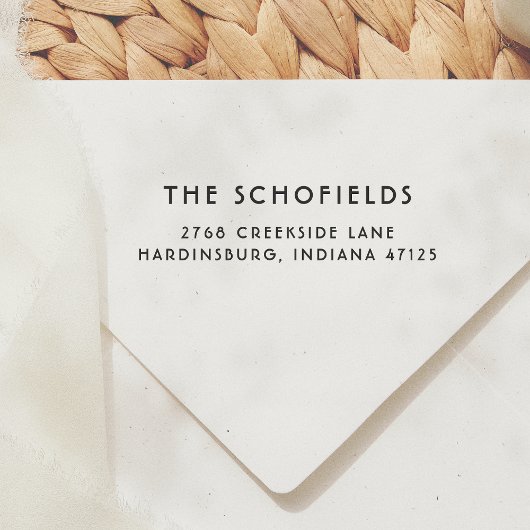 Minimalistisch modern Deco Name & Return-adres Rubberstempel
