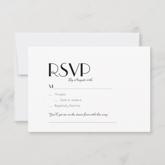 Minimalistisch modern deco-weddenschap met moderne RSVP kaartje (Voorkant)