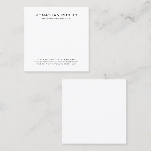 Minimalistisch modern design elegant Trendy Plain Vierkante Visitekaartje (Voorkant / Achterkant)