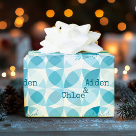 Minimalistisch modern design in blauwgroen geometr cadeaupapier