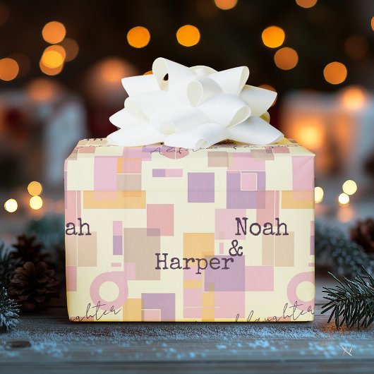 Minimalistisch modern design met pastelblokken cadeaupapier