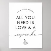 Minimalistisch Modern Dessert Cupcake Trouwbord Poster (Voorkant)