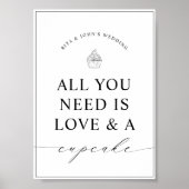 Minimalistisch Modern Dessert Cupcake Trouwbord Poster (Voorkant)