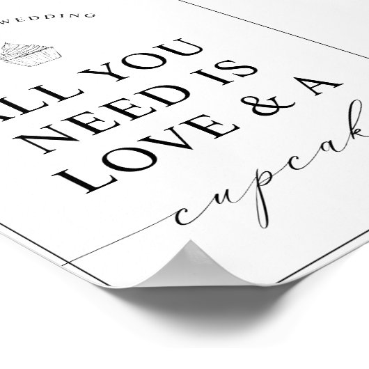 Minimalistisch Modern Dessert Cupcake Trouwbord Poster (Hoek)