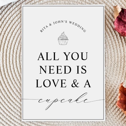 Minimalistisch Modern Dessert Cupcake Trouwbord Poster