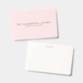 Minimalistisch Modern Doctor Professional Roze Badge (Front & Back)