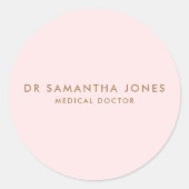 Minimalistisch Modern Doctor Professional Roze Ronde Sticker (Voorkant)