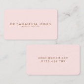 Minimalistisch Modern Doctor Professional Roze Visitekaartje (Voorkant / Achterkant)