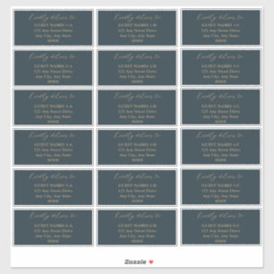 Minimalistisch modern donker Blauwgroen bruiloft g Sticker