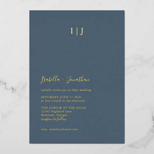 Minimalistisch modern donkerbruin bruinbruin bruin folie uitnodiging (Voorkant)