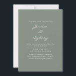 Minimalistisch modern donkergrijs groen script huw kaart<br><div class="desc">Minimale uitnodiging voor een modern,  donker Sage Green Script Weddenschap</div>