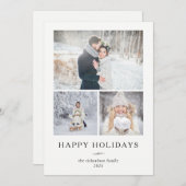 Minimalistisch Modern | Drie foto's Feestdagenkaart (Voorkant / Achterkant)