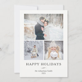 Minimalistisch Modern | Drie foto's Feestdagenkaart