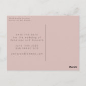 Minimalistisch Modern Dusty Blush Photo Save the D Briefkaart (Achterkant)