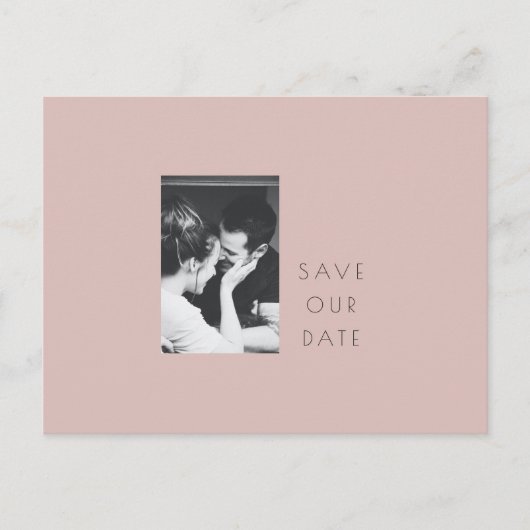 Minimalistisch Modern Dusty Blush Photo Save the D Briefkaart (Voorkant)