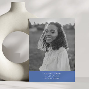 Minimalistisch Modern Eenvoudig Blauw Foto Afstude Aankondiging