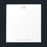 Minimalistisch modern eenvoudig blauw monogram per notitieblok<br><div class="desc">Speciaal notitieblok met een professioneel eenvoudig,  minimalistisch modern estheticum in blauw.</div>