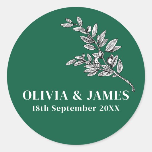 MINIMALISTISCH MODERN EENVOUDIG BRUILOFT GUNST STI RONDE STICKER (Voorkant)