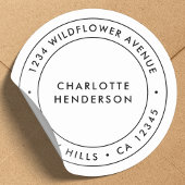 Minimalistisch Modern | Eenvoudig grensadres Ronde Sticker