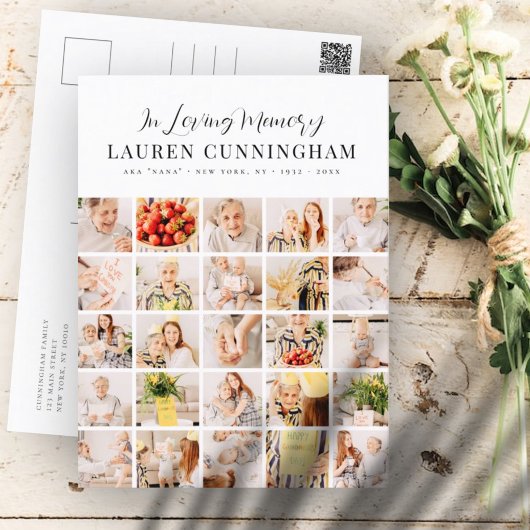 Minimalistisch modern eenvoudig herdenkingsfotoboe briefkaart