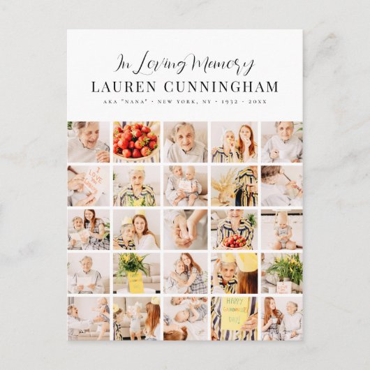 Minimalistisch modern eenvoudig herdenkingsfotoboe briefkaart (Voorkant)