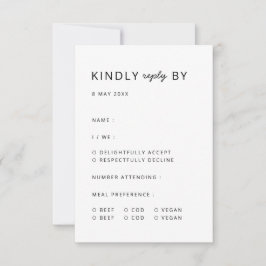 Minimalistisch Modern | Eenvoudig huwelijk reinige RSVP Kaartje