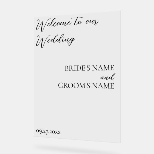 Minimalistisch Modern Eenvoudig Huwelijk Welkom Acryl Bord (Hoek)