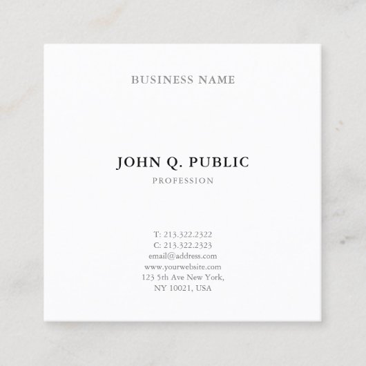 Minimalistisch Modern Eenvoudig Professioneel Eleg Vierkante Visitekaartje (Voorkant)