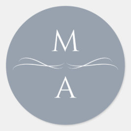 Minimalistisch Modern Eenvoudig Stoffig Blauw Init Ronde Sticker