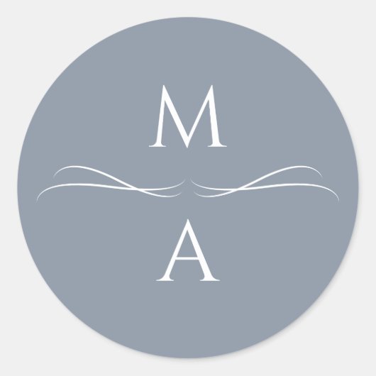 Minimalistisch Modern Eenvoudig Stoffig Blauw Init Ronde Sticker (Voorkant)