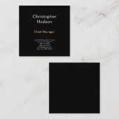 Minimalistisch modern, eenvoudig zwart vierkante visitekaartje (Voorkant / Achterkant)