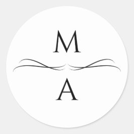 Minimalistisch Modern Eenvoudig Zwart-Wit Initiale Ronde Sticker