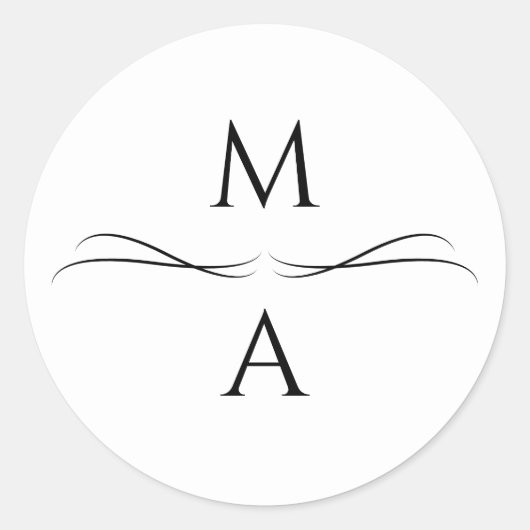 Minimalistisch Modern Eenvoudig Zwart-Wit Initiale Ronde Sticker (Voorkant)