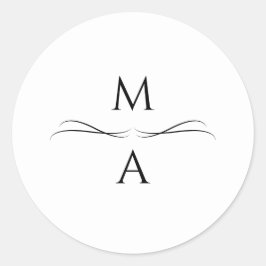 Minimalistisch Modern Eenvoudig Zwart-Wit Initiale Ronde Sticker