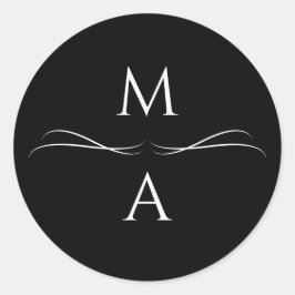 Minimalistisch Modern Eenvoudig Zwart-Wit Initiale Ronde Sticker