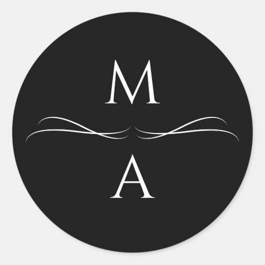 Minimalistisch Modern Eenvoudig Zwart-Wit Initiale Ronde Sticker (Voorkant)