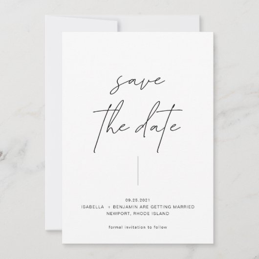 Minimalistisch modern, eenvoudig zwart-wit met fot save the date (Voorkant)