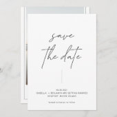 Minimalistisch modern, eenvoudig zwart-wit met fot save the date (Voorkant / Achterkant)
