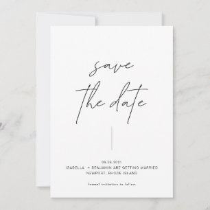 Minimalistisch modern, eenvoudig zwart-wit met fot save the date