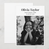 Minimalistisch Modern Elegant Afstudeerder Foto Af Aankondiging (Voorkant / Achterkant)