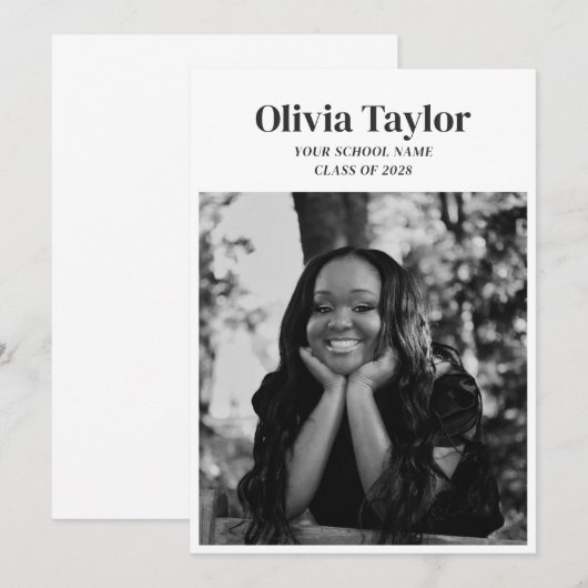 Minimalistisch Modern Elegant Afstudeerder Foto Af Aankondiging (Voorkant / Achterkant)